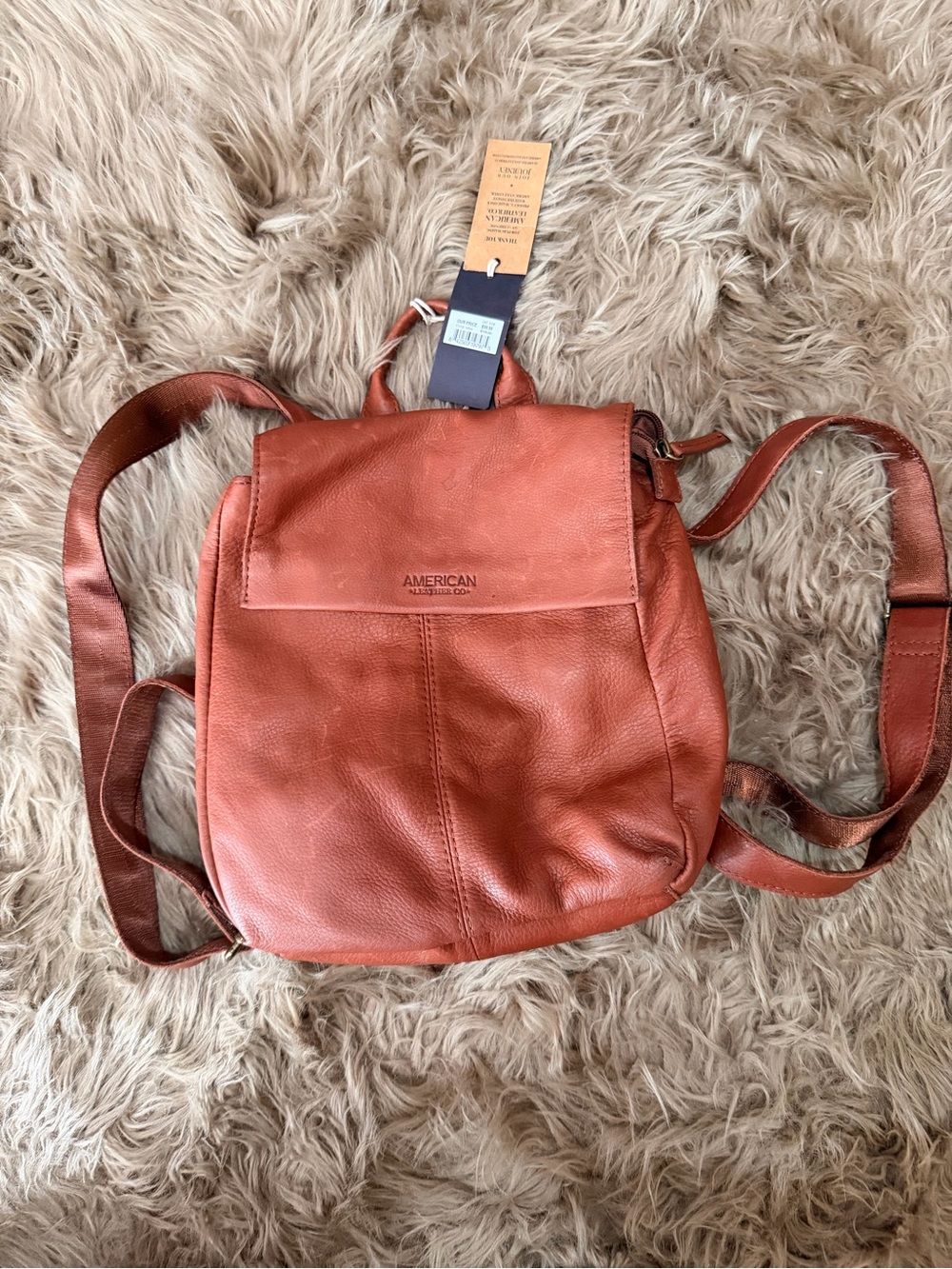 American Leather Rust Brown Leather Backpack